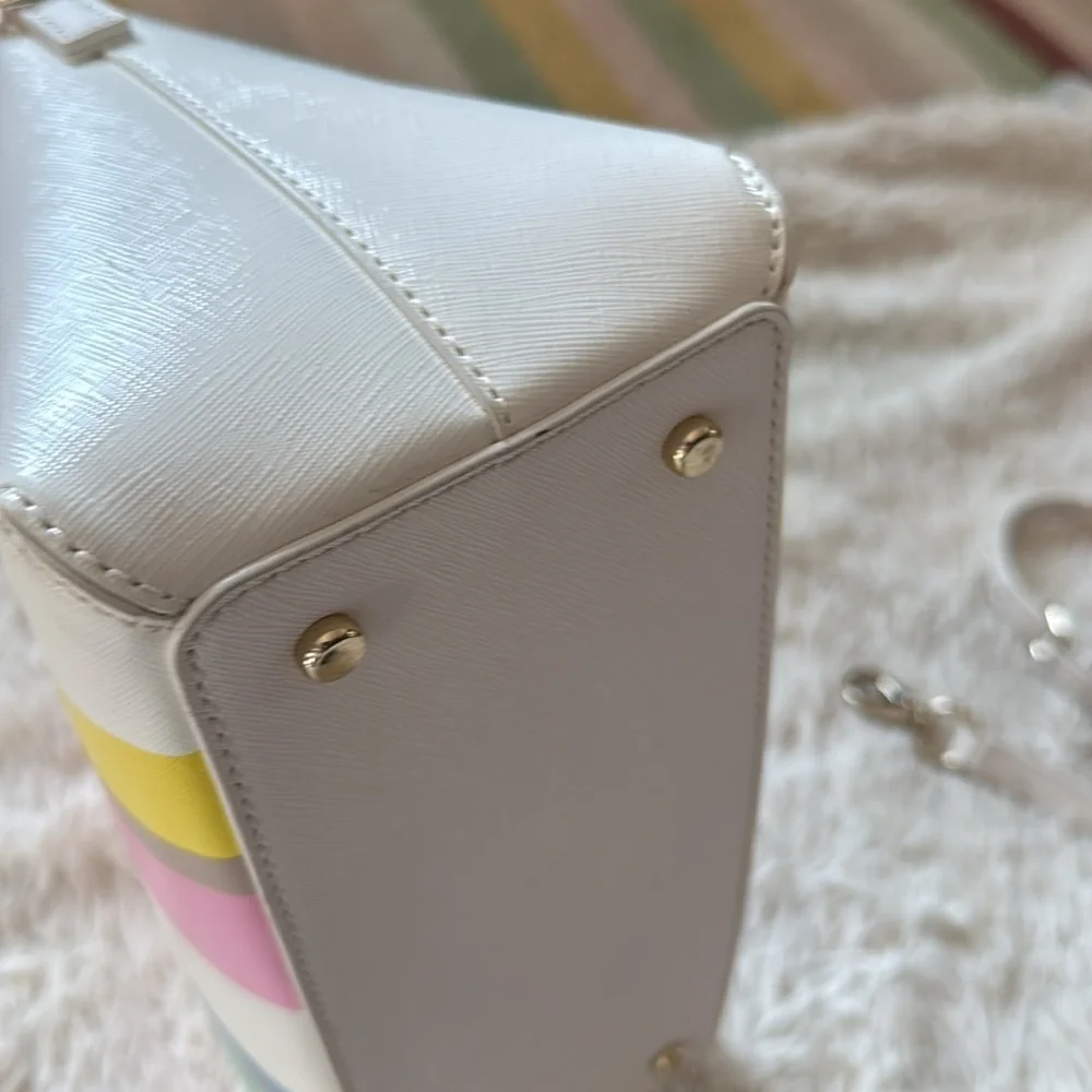 👜 Rare!! Kate spadeNY Cedar Street Multi Stripe Maise Satchel bag crossbody/tote